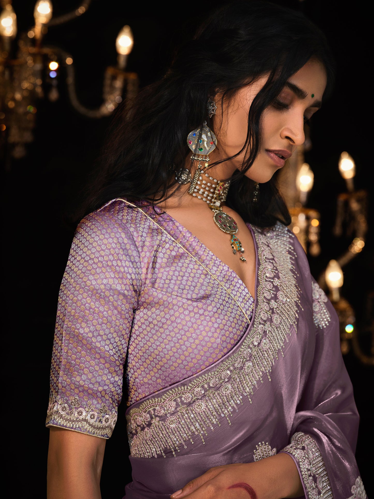Dhiyona KM Women The Royal Grace Purple Kanjivaram Silk Saree