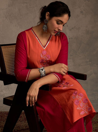 Women Floral Embroidered Anarkali Kurta with Trousers