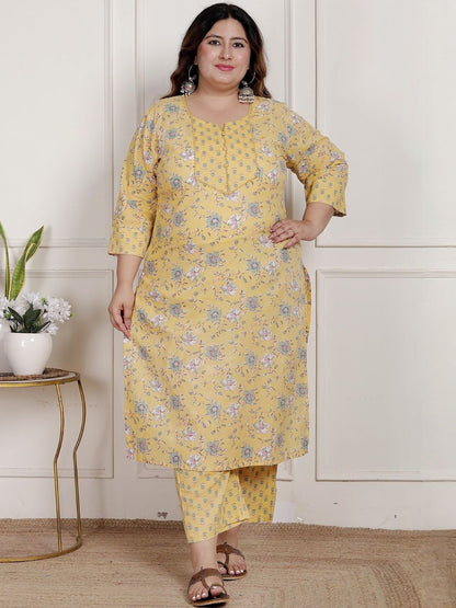 Dhiyona KL Women Floral Printed Pure Cotton Kurta with Trousers & Dupatta