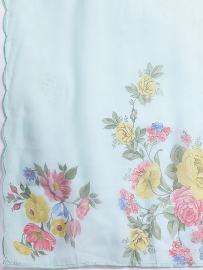 Dhiyona IE Floral Embroidered Thread Work Kurta with Trousers & With Dupatta