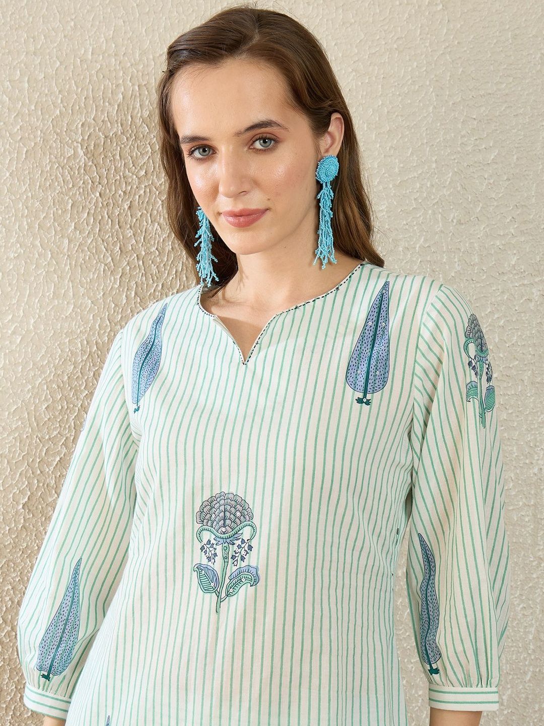 Women Printed Regular Pure Cotton Kurta with Trousers