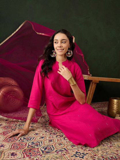 Dhiyona SN Women's Embroidered Pure Cotton Kurta Set With Dupatta