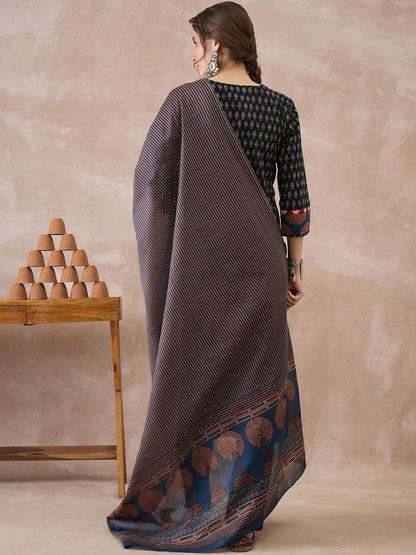 Women Ethnic Motifs Printed Regular Pure Cotton Kurta with Trousers & With Dupatta