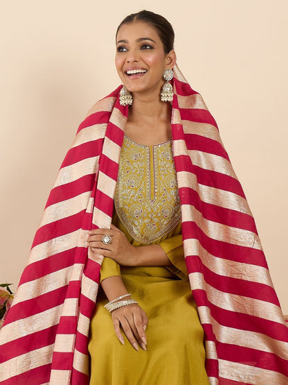 Women Ethnic Motifs Embroidered Regular Thread Work Kurta with Trousers & With Dupatta