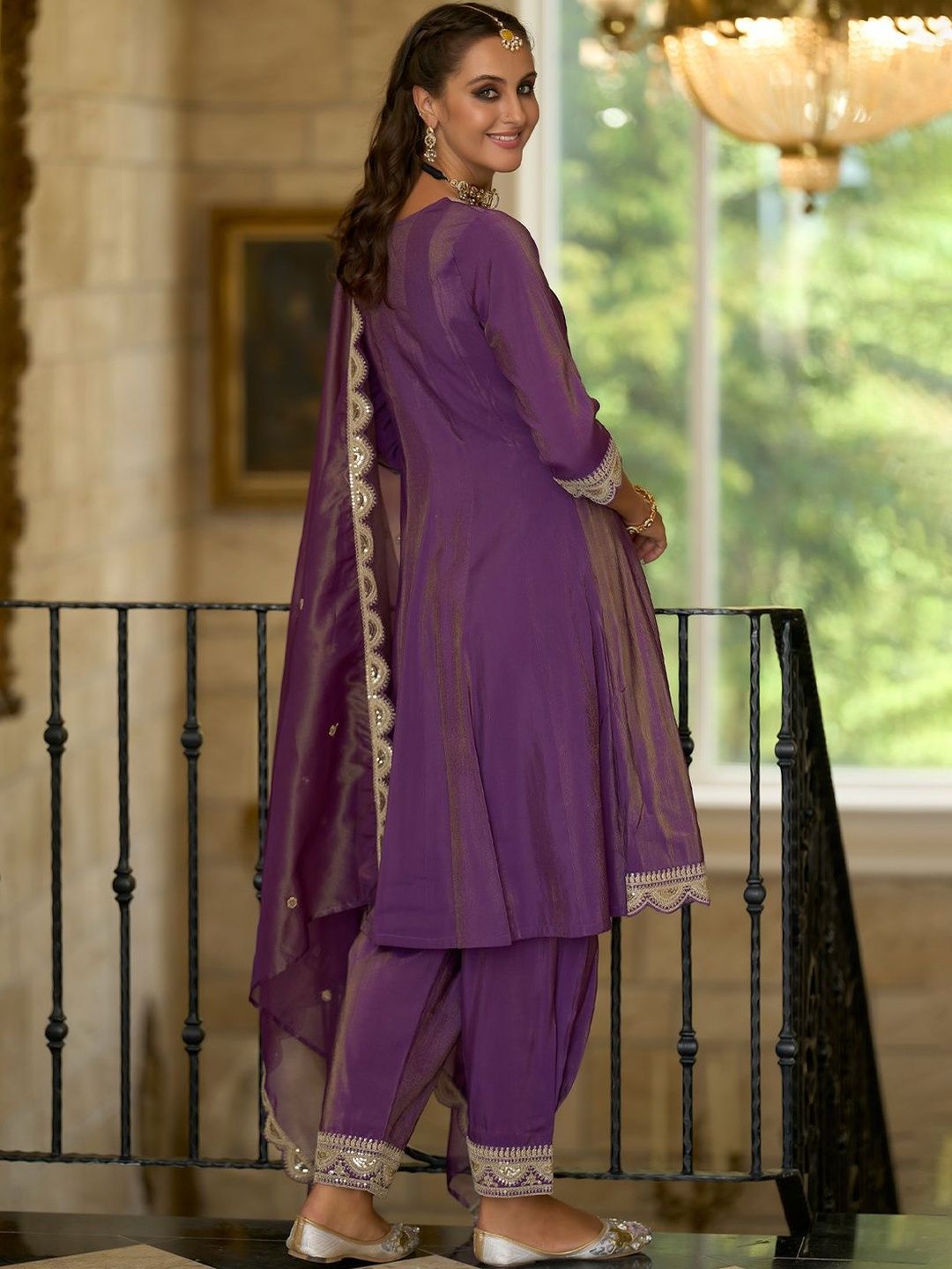 Women Ethnic Motifs Embroidered A-Line Kurta with Palazzos & Dupatta