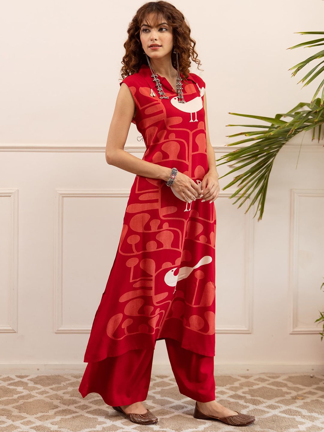 Dhiyona SN Women's Abstract Printed Pure Cotton Kurta with Palazzo