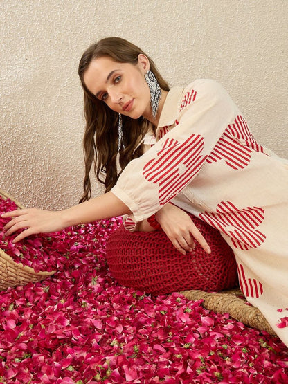 Floral Printed Pure Cotton A Line Kurta With Trousers