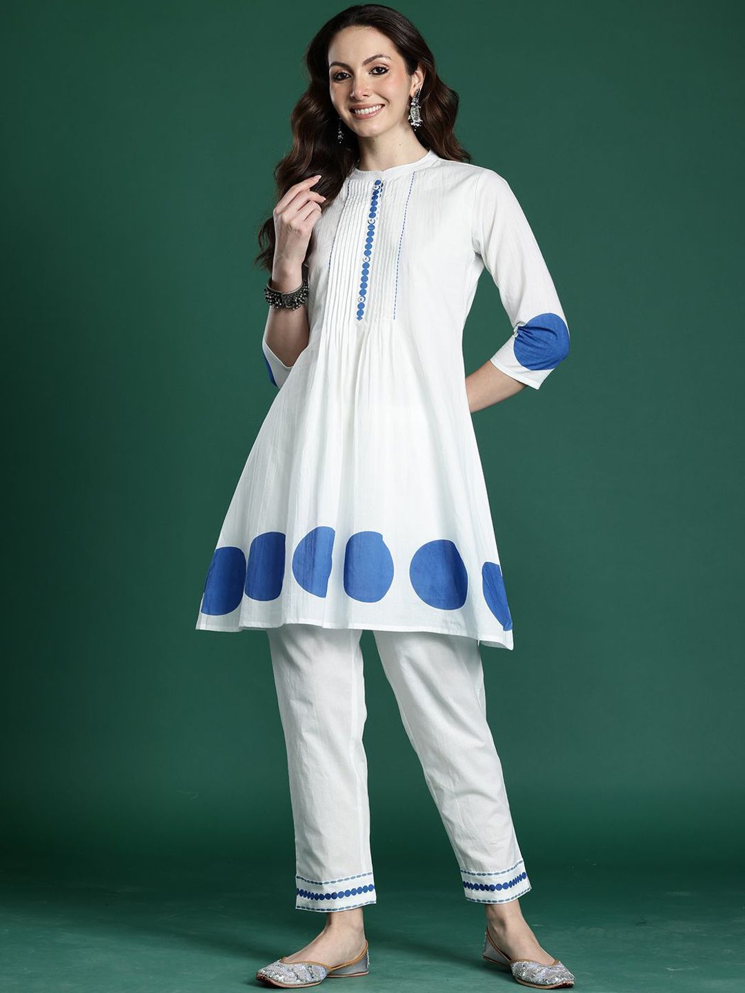 Dhiyona IE Printed Pure Cotton Tunic & Trouser Co-Ords Set