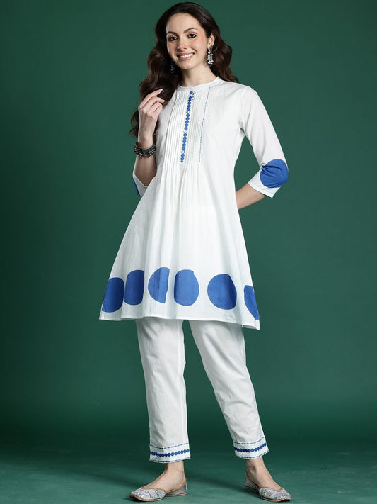 Dhiyona IE Printed Pure Cotton Tunic & Trouser Co-Ords Set