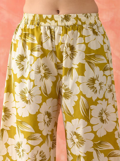 Dhiyona SN Women's Floral Printed Cotton Kurta with Trousers