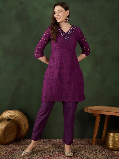 Dhiyona SN Women's Embroidered Pure Cotton Kurta & Trouser