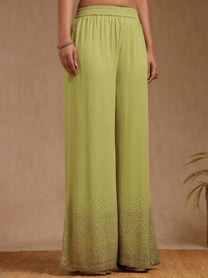 Dhiyona SO Women's Ethnic Motifs Embroidered Beads and Stones Straight Kurta With Palazzos & Dupatta