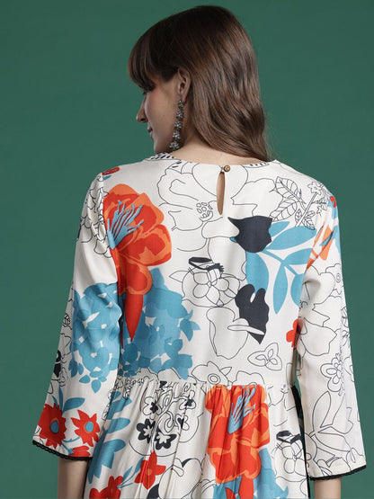 Dhiyona IE Printed Straight Tunic & Trousers Co-Ord Set