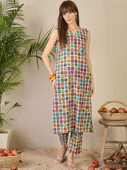 Dhiyona IE INDO ERA Women Printed Pure Cotton Tunic with Trousers