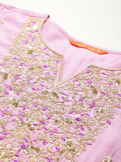 Women Ethnic Motifs Embroidered Regular Liva Kurta with Trousers & Dupatta