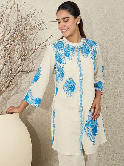 Women Floral Printed Cotton Kurta with Trousers