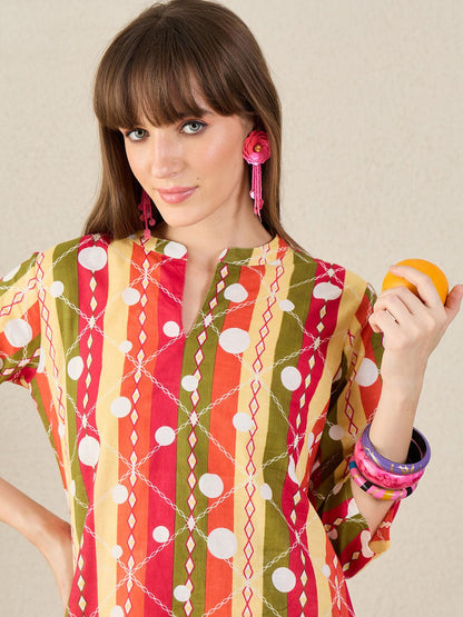 Dhiyona IE Printed Pure Cotton Tunic With Palazzo