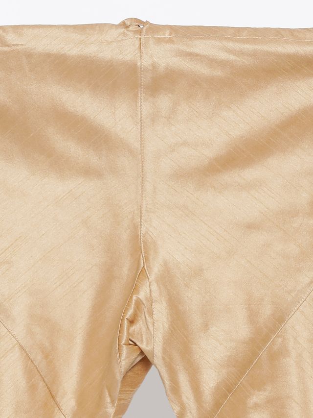 Men's Gold Silk Blend Straight Jacket  Kurta and Pyjama Set