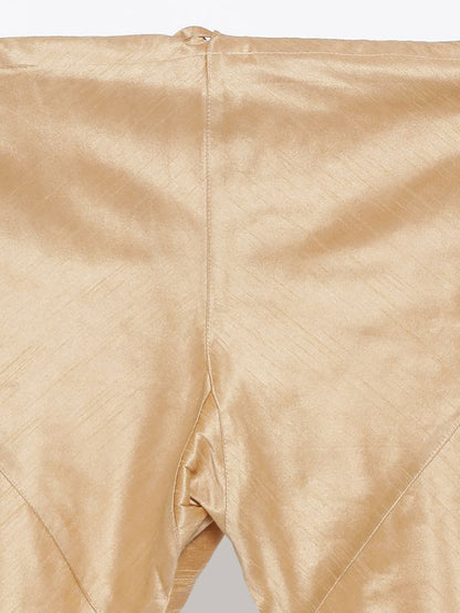 Men's Gold Silk Blend Straight Jacket  Kurta and Pyjama Set