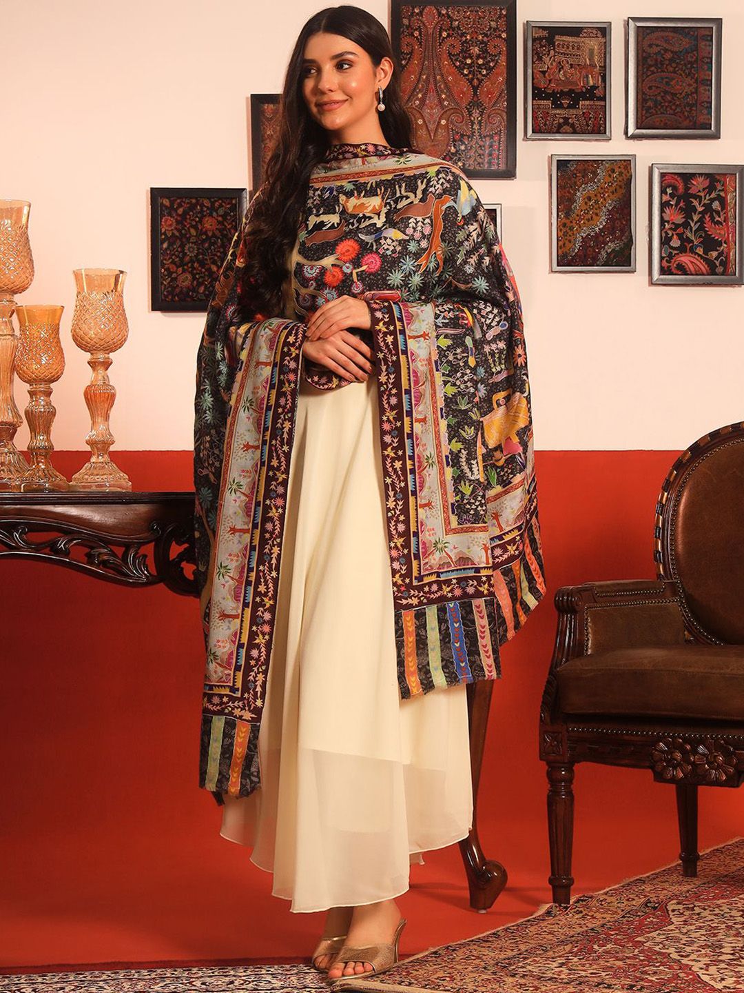 Dhiyona PA Tribal Embroidered Kalamkari Shawl