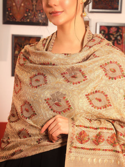 Dhiyona PA Nalki Paisley Embroidered Meherin Wool Shawl