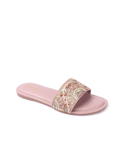 Dhiyona AK Women Woven Design Ethnic Open Toe Flats with Embroidered