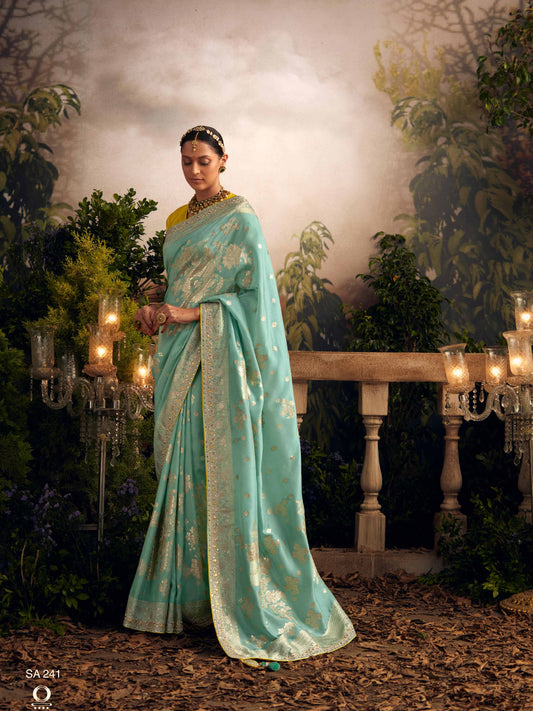 Dhiyona KM Women Elegant Green Silk Saree With Contrast Yellow Blouse