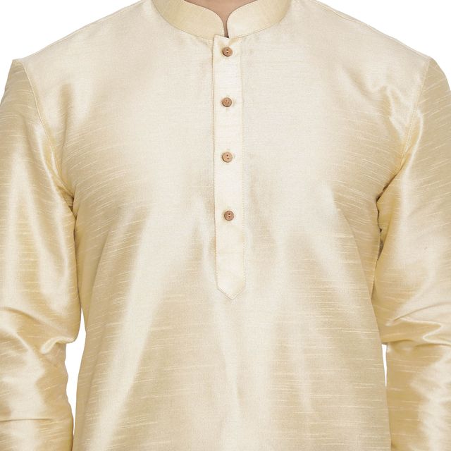 Men's Gold Silk Blend Pathani Kurta and Dhoti Set