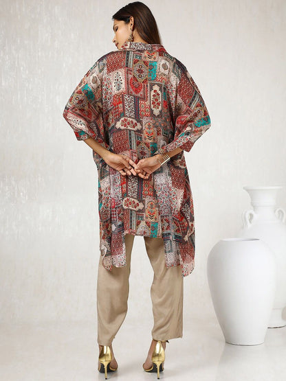 Dhiyona SO Women's Women Ethnic Motifs Printed Regular Beads and Stones Kurta with Trousers