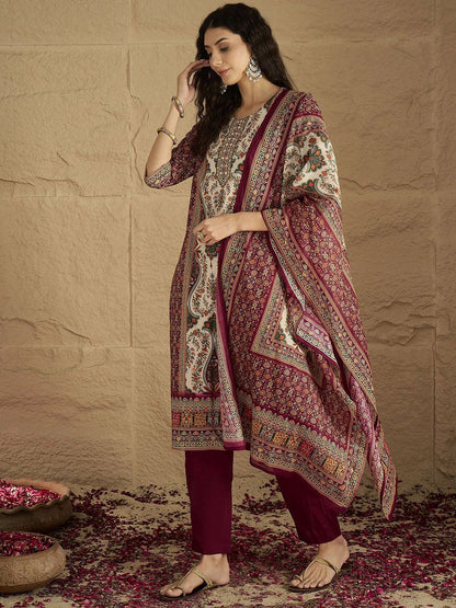 Dhiyona VA Women's Printed Pure Cotton Kurta with Trousers & Dupatta