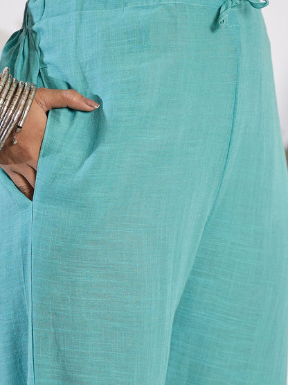 Dhiyona IE Floral Embroidered Thread Work Pure Cotton Kurta with Trouser & Dupatta