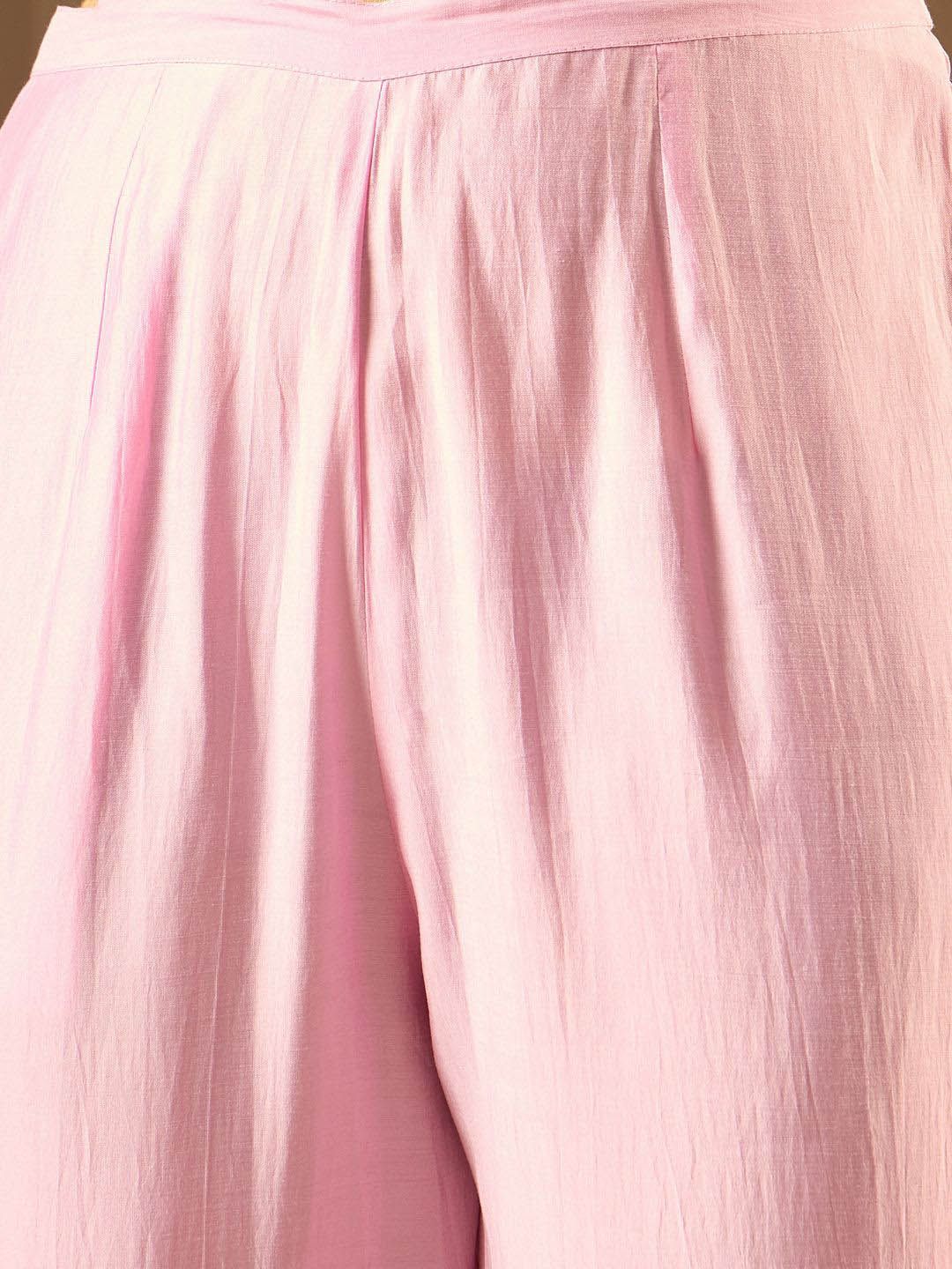 Ethnic Motifs Embroidered Straight Kurta With Trousers & Dupatta