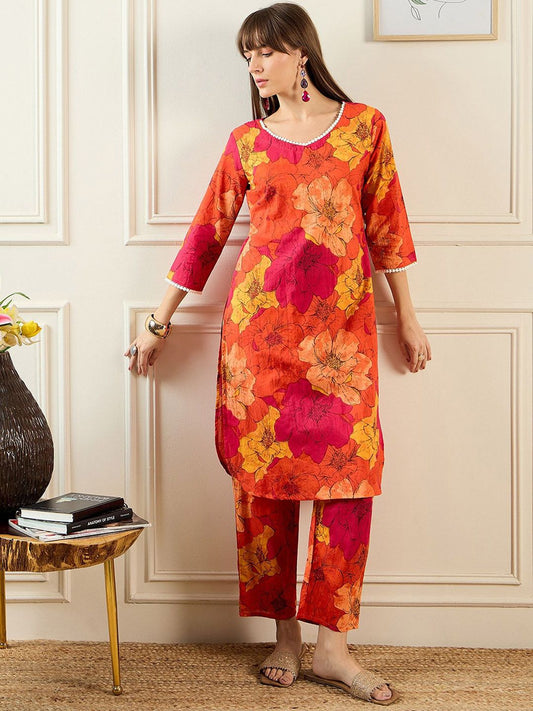 Dhiyona IE Women Orange Kurta Sets