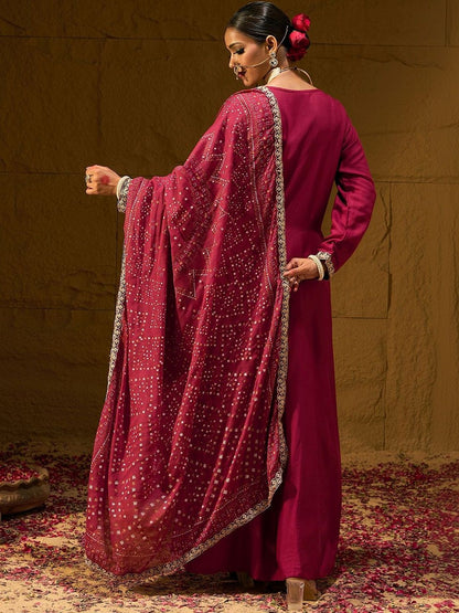 Women Ethnic Motifs Embroidered Panelled Thread Work Kurta with Trousers & With Dupatta