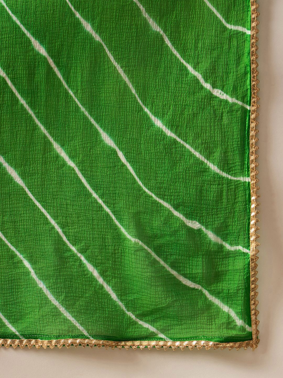 Dhiyona IE Leheriya Printed Straight Sequinned Georgette Kurta with Trousers & Dupatta