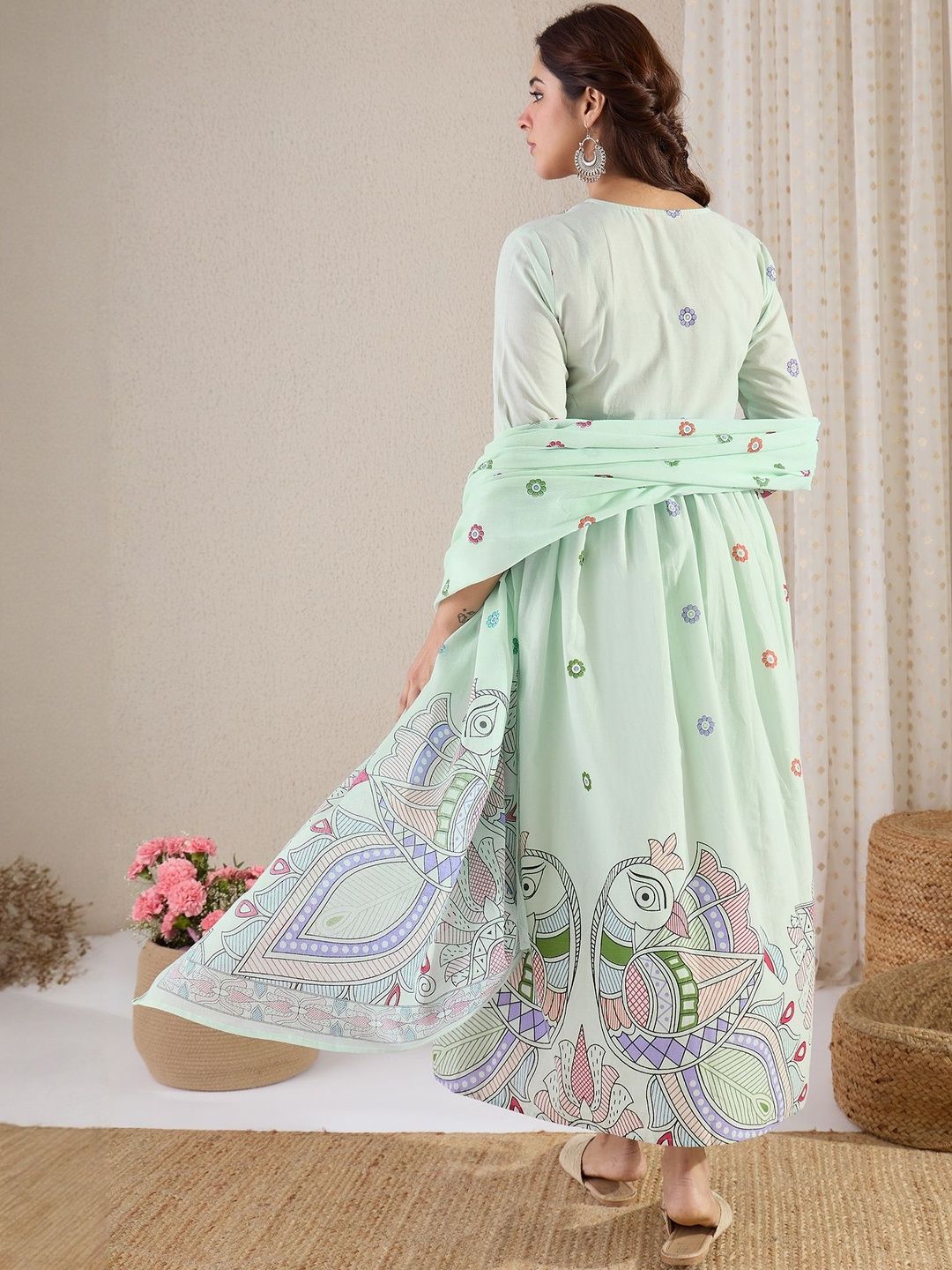 Women Ethnic Motifs Printed Pure Cotton Kurta with Trousers & Dupatta