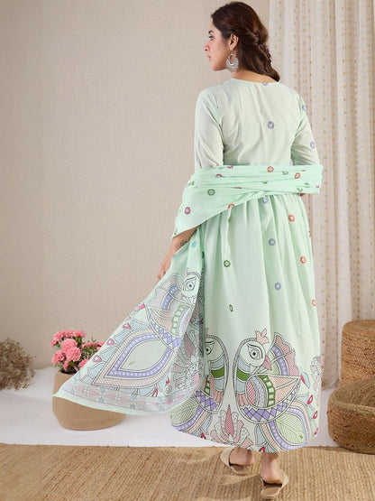 Women Ethnic Motifs Printed Pure Cotton Kurta with Trousers & Dupatta
