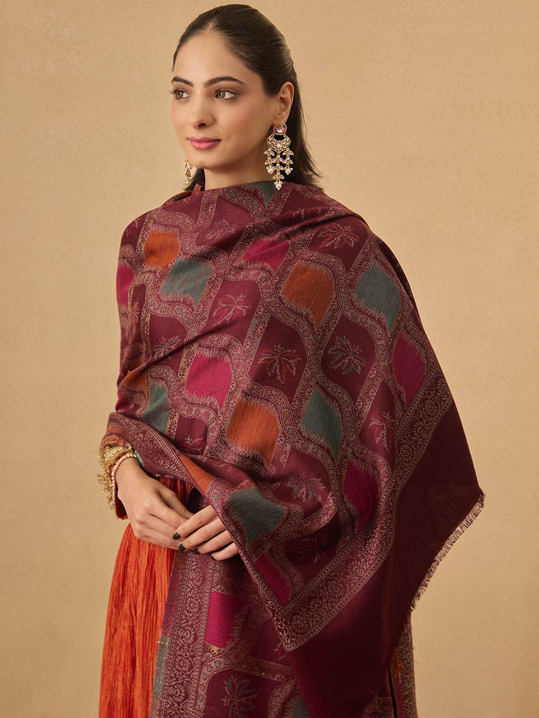 Dhiyona PA Ethnic Motifs Woven Design Shawl