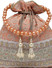 Dhiyona NR Dangle Peach Parfait & Golden Floral Embroidered Faux Silk Potli