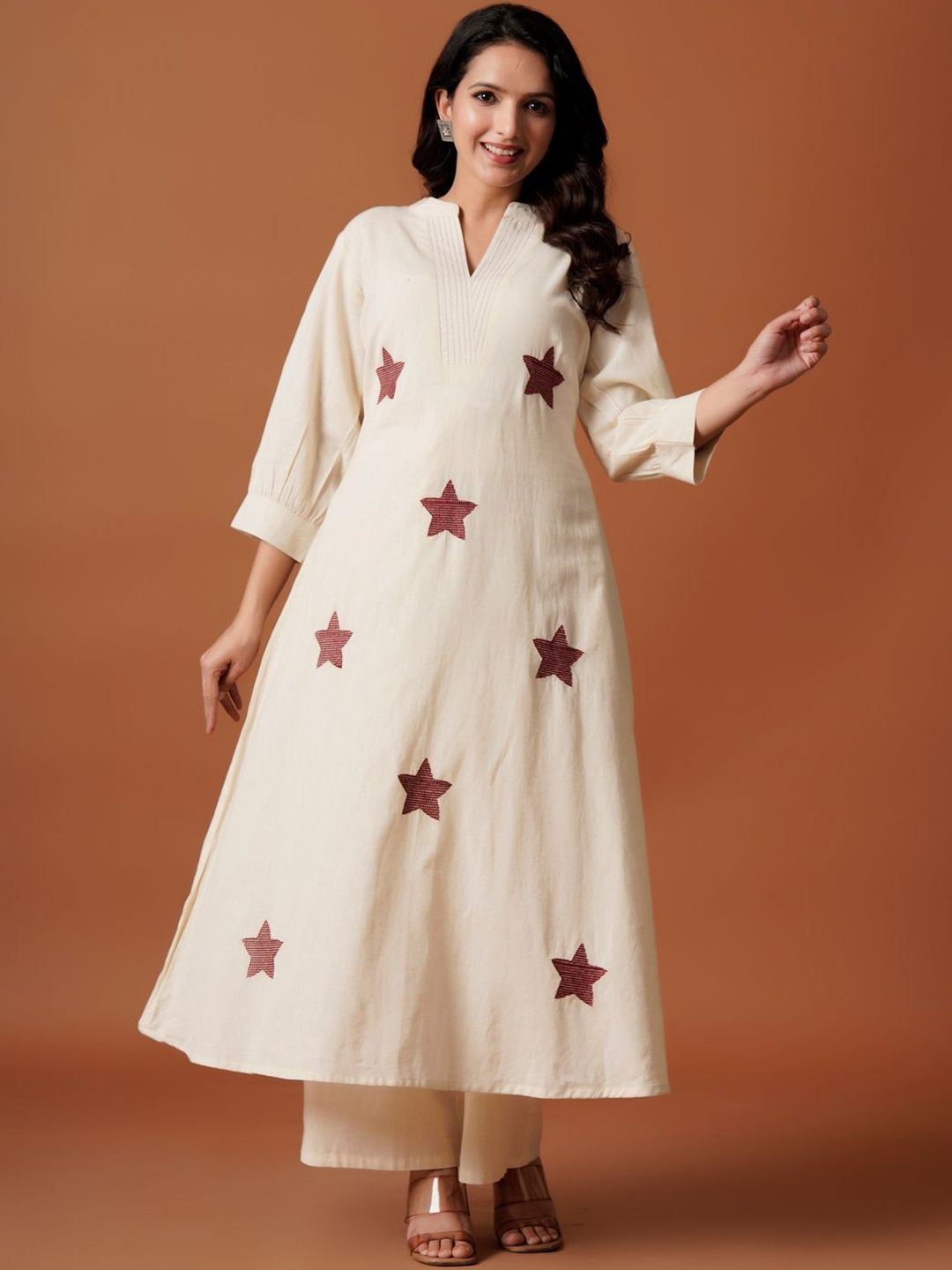 Dhiyona IE Women Ethnic Motifs Printed Regular Pure Cotton A-Line Kurta with Palazzos