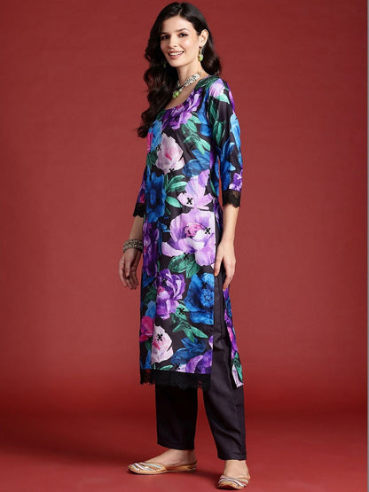 Women Floral Printed Regular Kurta with Trousers & With Dupatta