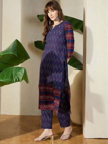 Women Ethnic Motifs Printed Regular Pure Cotton Kurta with Trousers