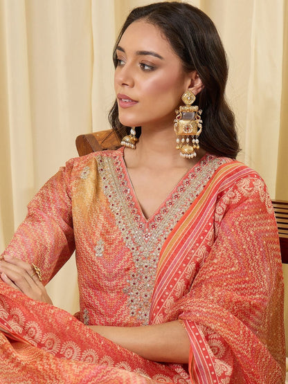 Women Ethnic Motifs Regular Thread Work Kurta with Trousers & With Dupatta