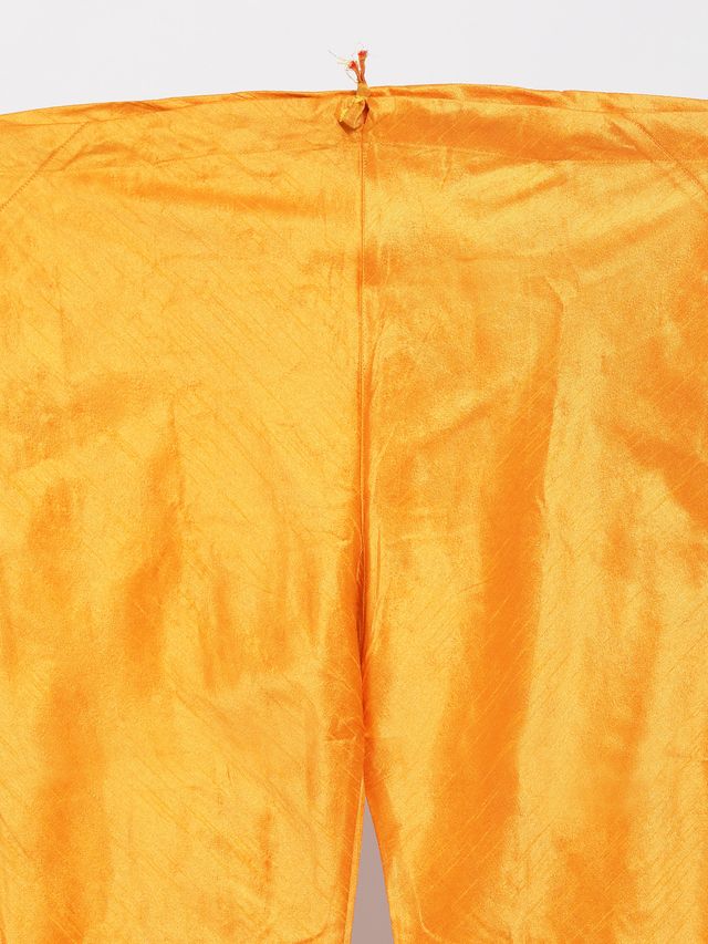 Men's Orange Silk Blend Straight Jacket  Kurta and Pyjama Set