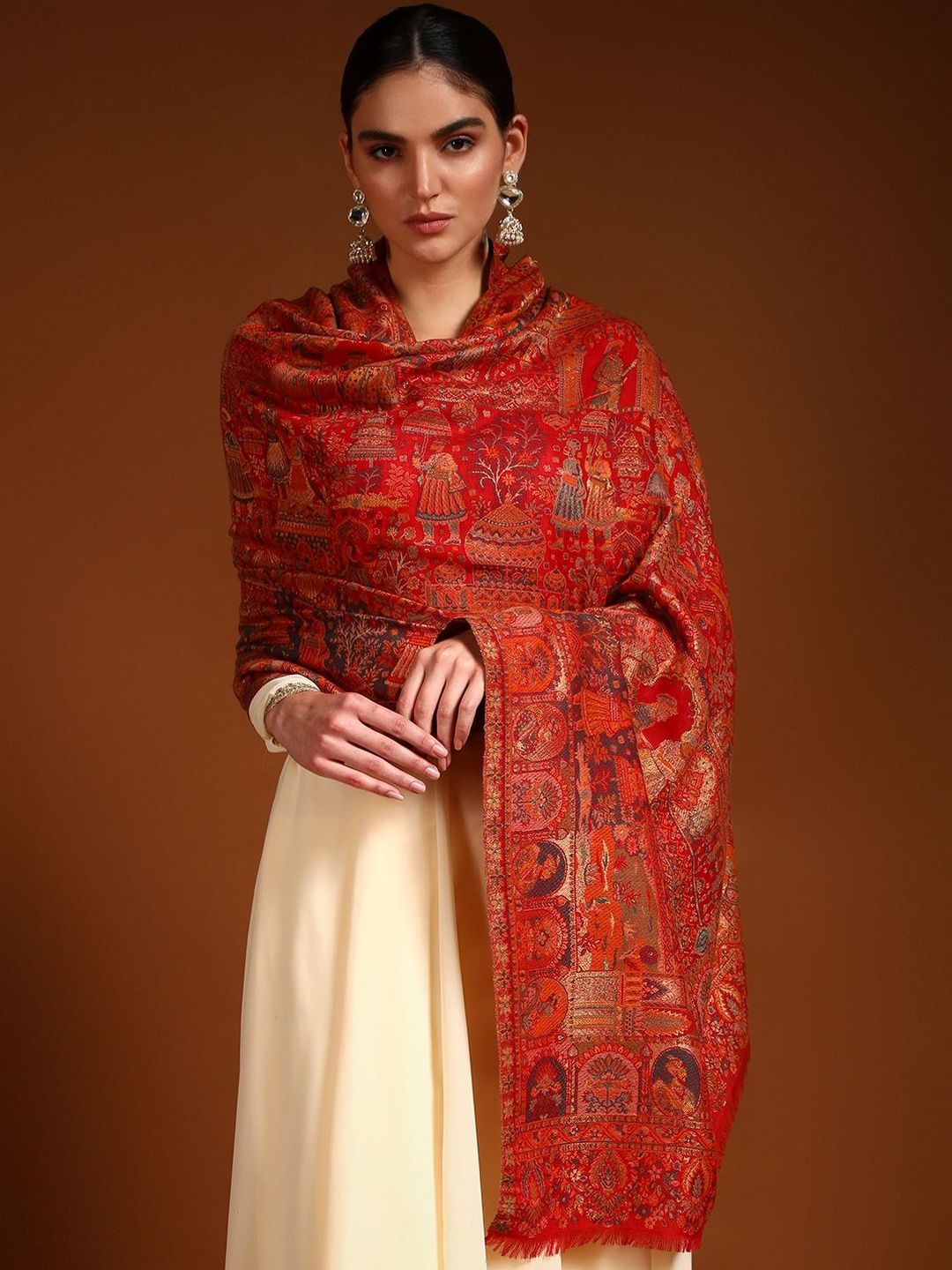 Dhiyona PA Women Floral Woven Design Shawl