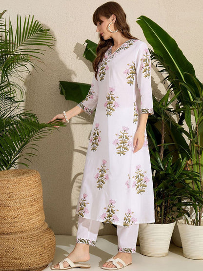 Dhiyona IE Women Printed A-Line Kurta With Pants Co-Ords