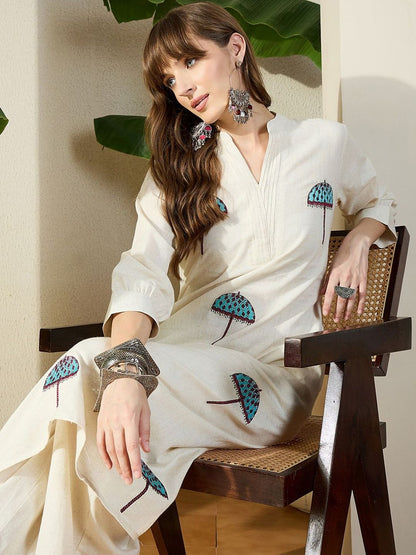 Women Printed Pure Cotton Kurta with Palazzos