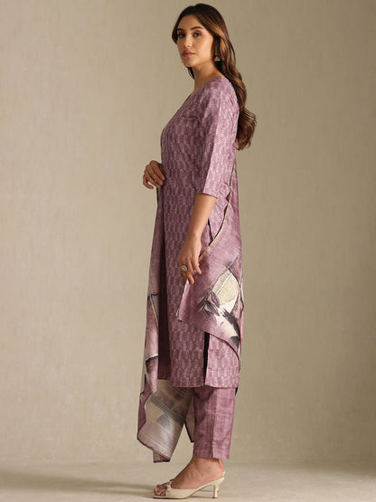 Dhiyona SO Women's Women Botanical Print Regular Kurta with Trousers & Printed Dupatta