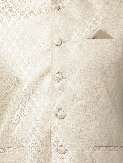 Men's Light Blue Silk Blend Straight Jacket  Kurta and Pyjama Set