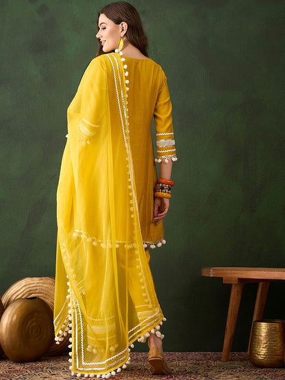 Dhiyona SN Women's Paisley Embroidered Anarkali Kurta & Trousers With Dupatta